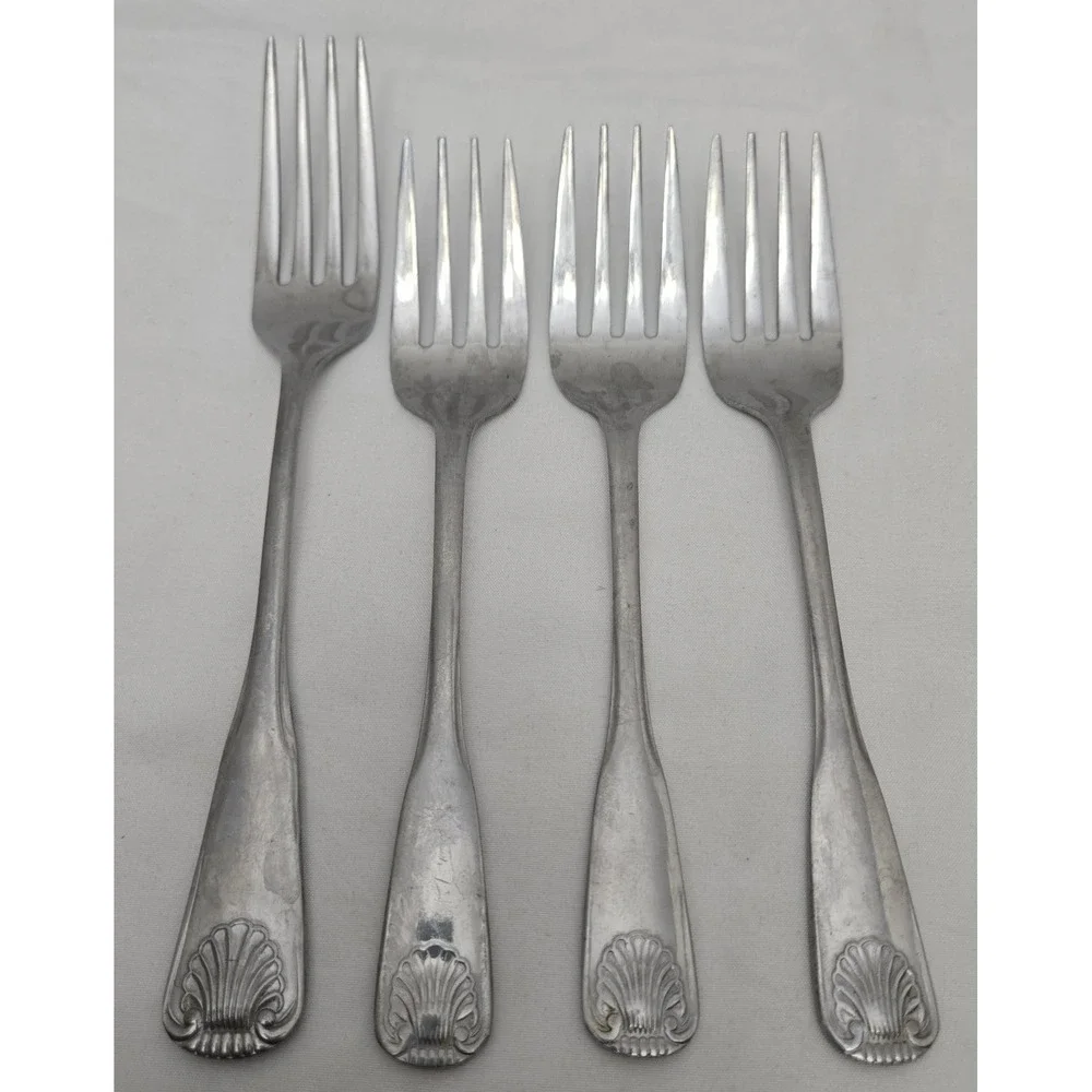 Unknown Brand Vtg Shell Set‎ of 1 Dinner/3 Salad Forks Stainless Steel Flatware